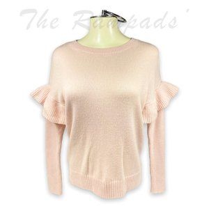 NWT Ann Taylor Soft Pink Ribbed Ruffle Sleeve Detail Sweater Size Medium…